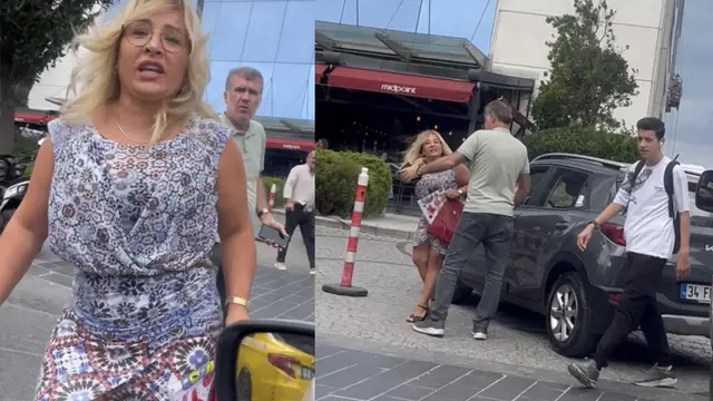 Attack on female driver over honking horn captured on camera in Şişli